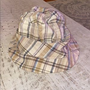 Tan and cream bucket hat